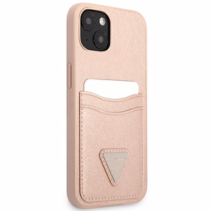 Guess GUHCP13SPSATPP iPhone 13 mini 5,4 "roosa / roosa hardcase SaffianoTriangle Logo Cardslot