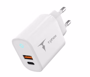 WALL CHARGER T-PHOX GLORY 45W USB/USB-C WHITE