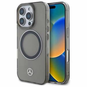 Mercedes hõbedane Ring MagSafe iPhone 16 Pro Max Ümbris - must