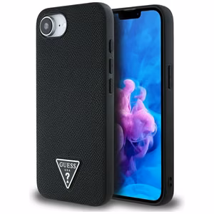 Guess Grained Triangle MagSafe ümbris jaoks iPhone 16e - must