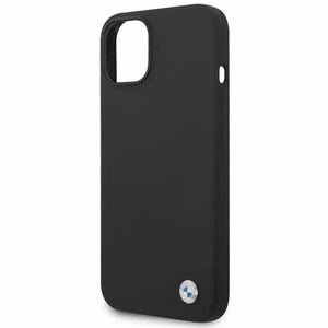 BMW Silicone Metal Logo Ümbris jaoks iPhone 14 - must