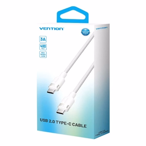 Vention USB-C–C kaabel, punutud, 3A, 480Mbps, 60W, 2m, valge