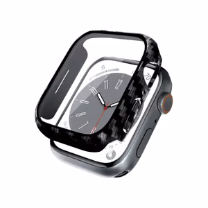 Crong Hybrid Watch Case integreeritud klaasiga kaitseümbris Apple Watch 45 mm kellale, süsinikkiu mustriga