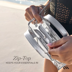 Case-Mate Micro Tote Bag vett hülgav õlakott, Silver Chrome / Clear