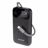 Dudao K31 10000 mAh 22.5W PD Powerbank sisseehitatud kaabliga - must