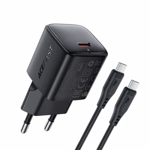 Laadija Acefast A118 30W GaN USB-C + USB-C USB-C-le kaabel 1.2m must