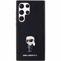 Karl Lagerfeld Silicone Ikonik Metal Pin ümbris jaoks Samsung Galaxy S24 Ultra - must