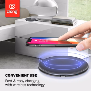 Crong PowerSpot Qi 15 W USB-C juhtmevaba laadija karastatud klaasist kattega, hõbedane ja valge