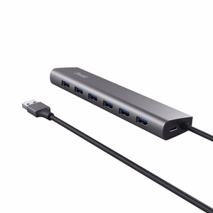 Trust Halyx Type-A 5000 Mbit/s 7 pordi USB 3.2 Gen1 jaotur hõbedane