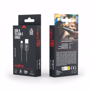 Maxlife cable USB - USB-C 2,0 m 3A black