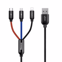 Baseus Three Primary Colors 3in1 USB-A - micro USB / Lightning / USB-C 3.5A cable 1.2 m - must