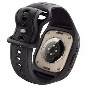 Spigen Liquid Air Pro rihmaga ümbris ja 9H karastatud klaas Apple Watch Ultra 49 mm jaoks, mustad