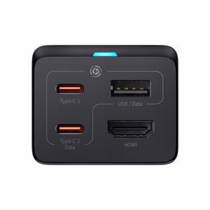 Baseus fast laadija GaN5 Pro HUB HDMI 2 x USB-C / USB-A / HDMI 4K 30Hz 1.5m must + USB-C kaabel - USB-C 100W 40Gb/s (USB4) 1m (CCGP110201)