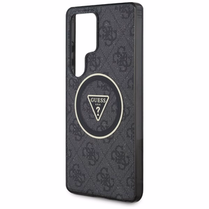 Guess 4G Glitter Triangle Buttons MagSafe Ümbris jaoks Samsung Galaxy S25 Ultra must