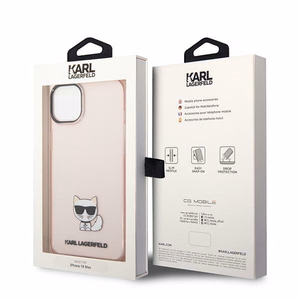 Karl Lagerfeld läbipaistev Choupette Body Ümbris jaoks iPhone 14 Plus / 15 Plus 6.7" - roosa