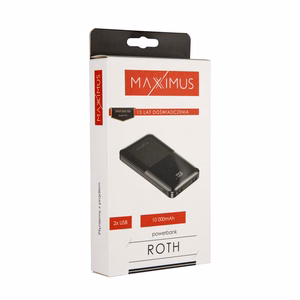 Akupank MX ROTH 10 000 mAh, 2xUSB, 10W Li-Po, must, + microUSB kaabel