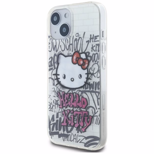 Hello Kitty IML Kitty On Bricks Graffiti ümbris jaoks iPhone 15 - valge