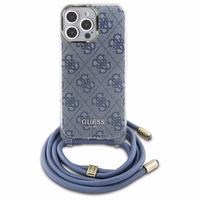 Guess Crossbody Cord 4G Print Ümbris jaoks iPhone 16 Pro Max - sinine