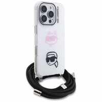 Karl Lagerfeld IML Crossbody Karl&Choupette Head Ümbris for iPhone 16 Pro Max - valge
