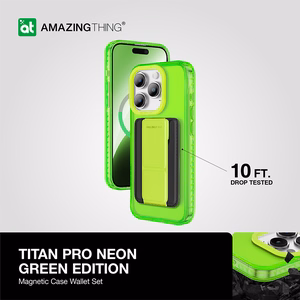 Amazing Thing Titan Pro Neon Mag Wallet Ümbris 10FT IP156.1PTWGN jaoks Iphone 15 Pro roheline with alus