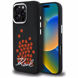 Karl Lagerfeld силиконовый чехол с логотипом сердца MagSafe iPhone 16 Pro - черный