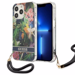 Guess GUHCP13LHFLSB iPhone 13 Pro / 13 6.1" синий/синий жёсткий чехол Flower Strap