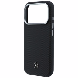 Mercedes кожаный MagSafe чехол iPhone 17 Pro Max с эффектом дерева - черный