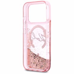 Karl Lagerfeld Liquid Glitter Karl Script Logo MagSafe Ümbris for iPhone 17 Pro - roosa