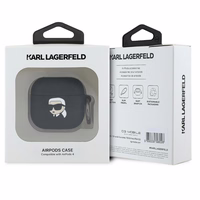 Karl Lagerfeld Silicone Karl Head 3D Ümbris jaoks AirPods 4 - must
