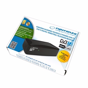 Esperanza EV108R – DVB-T2 H.265/HEVC digitaalse maapealse televisiooni vastuvõtja, must