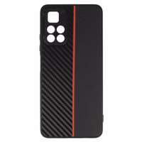 Tel Protect CARBON Ümbris jaoks Xiaomi Redmi Note 11 5G/Note 11S 5G/Poco M4 Pro 5G Must with punane stripe