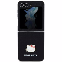 Hello Kitty Metal Logo Kitty Head ümbris jaoks Samsung Galaxy Z Flip 5 - must