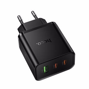 telefoni laadija Hoco 2x USB C + USB A QC3.0 PD 3A 65W N75 must