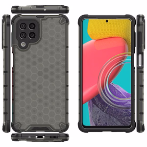 Samsung Galaxy M53 5G mustale Samsung Galaxy M53 5G jaoks mõeldud geelraamiga soomustatud kaane