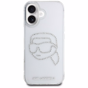 Karl Lagerfeld IML Rhinestones Karl Head Ümbris jaoks iPhone 16 Clear