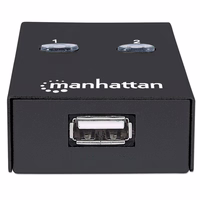Manhattan USB-A Automatic Sharing Switch, 2x USB-B Ports, 480 Mbps (USB 2.0), Dual Control (Auto-Sensing or Manual), Bus Powered, Hi-Speed USB, inc 1x 1.5m USB-A to USB-B cable, must, Three Year Warranty