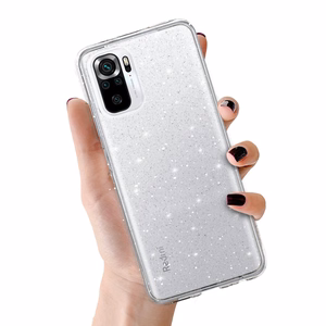 Чехол Crystal Glitter для Xiaomi Redmi Note 10/Note 10S/Poco M5S серебряный