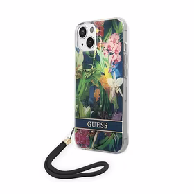 Guess GUOHCP14SHFLSB iPhone 14 6.1 "sinine / sinine hardcase Flower Strap