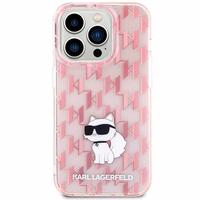 Karl Lagerfeld Monogram Choupette ümbris jaoks iPhone 15 Pro Max - roosa
