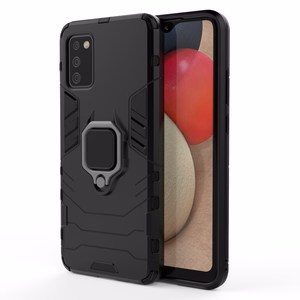Ring Armor kõva hübriidümbrise ümbris + magnetiline hoidja Samsung Galaxy A03s (166.5) mustale küljele