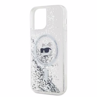 Karl Lagerfeld Liquid Glitter Choupette Head MagSafe Ümbris jaoks iPhone 12 / 12 Pro - läbipaistev
