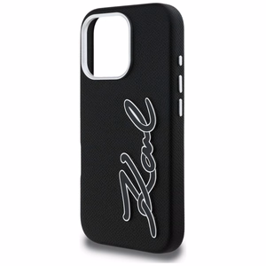 Karl Lagerfeld FW Grained Signature Logo чехол iPhone 16 Pro - черный