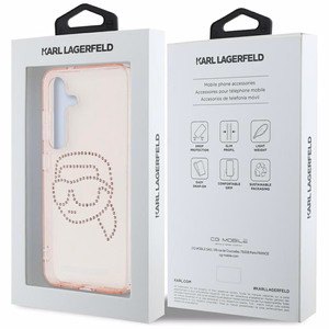 Karl Lagerfeld Rhinestones K. Head Logo Samsung Galaxy S25 Ümbris roosa
