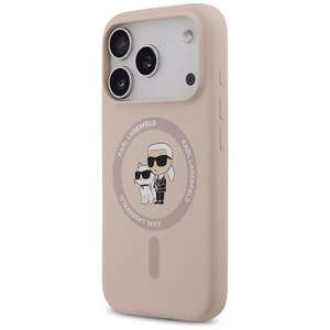 Karl Lagerfeld Silicone Karl&Choupette Ring MagSafe Ümbris jaoks iPhone 17 Pro - Roosa