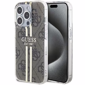 Guess IML 4G kuldne Stripe ümbris jaoks iPhone 15 Pro - brown