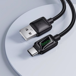 Cable with LCD USB A to USB C Hoco 3A 1,2 m U146 black