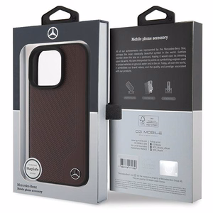 Mercedes MB Wood Imitation Leather MagSafe Ümbris jaoks iPhone 16 Pro Max - punane