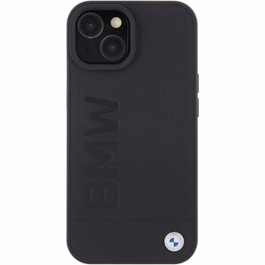 BMW MagSafe Leather Hot Stamp ümbris jaoks iPhone 15 Plus - must