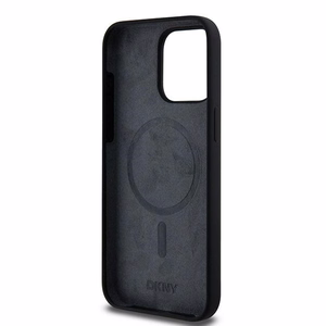 DKNY Liquid Silicone Valge Printed Logo MagSafe ümbris jaoks iPhone 15 Pro Max - must
