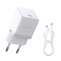 Laadija Baseus Palm 20W USB-C + USB-C to USB-C kaabel 1.0m valge P10111602213-01